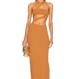 Michael Costello x Revolve Tory Gown in Carmel Brown